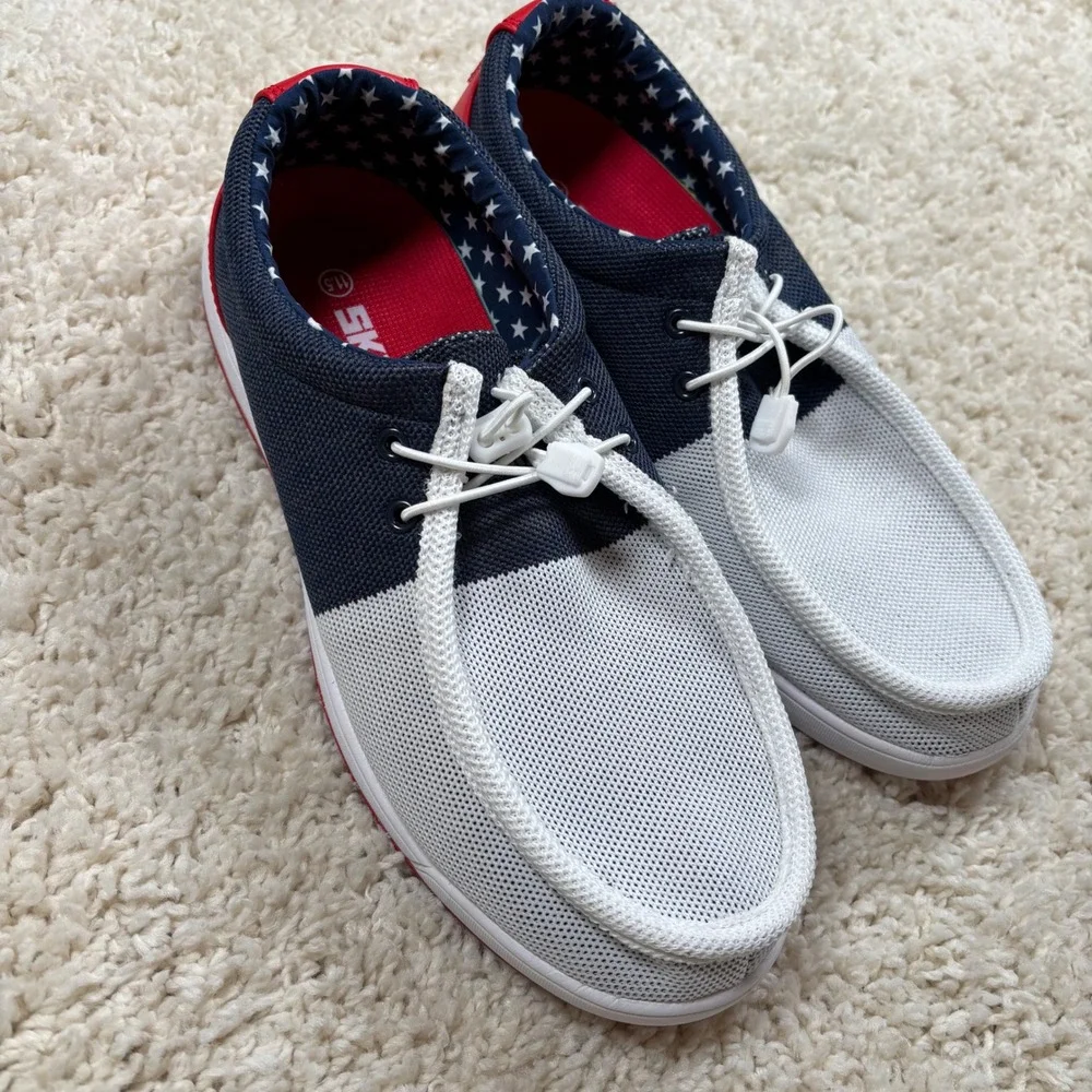 SKONI Men's Star‎ Spangled Patriotic Slip On Spikeless Golf Shoes Size 11.5